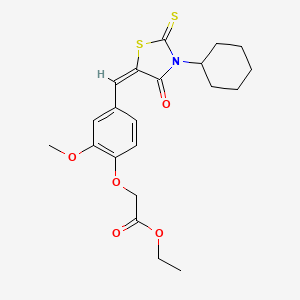 ethyl {4-[(3-cyclohexyl-4-oxo-2-thioxo-1,3-thiazolidin-5-ylidene)methyl]-2-methoxyphenoxy}acetate