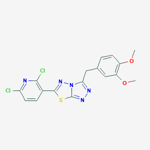 molecular formula C17H13Cl2N5O2S B364070 6-(2,6-Dichloro-3-pyridinyl)-3-(3,4-dimethoxybenzyl)[1,2,4]triazolo[3,4-b][1,3,4]thiadiazole CAS No. 951925-23-8