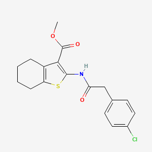 molecular formula C18H18ClNO3S B3640731 METHYL 2-[2-(4-CHLOROPHENYL)ACETAMIDO]-4,5,6,7-TETRAHYDRO-1-BENZOTHIOPHENE-3-CARBOXYLATE 