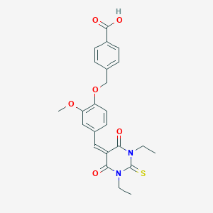 4-({4-[(1,3-diethyl-4,6-dioxo-2-thioxotetrahydropyrimidin-5(2H)-ylidene)methyl]-2-methoxyphenoxy}methyl)benzoic acid