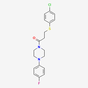 molecular formula C19H20ClFN2OS B3640828 3-[(4-Chlorophenyl)sulfanyl]-1-[4-(4-fluorophenyl)piperazin-1-yl]propan-1-one 