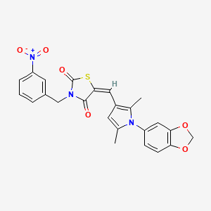 molecular formula C24H19N3O6S B3641048 (5E)-5-[[1-(1,3-benzodioxol-5-yl)-2,5-dimethylpyrrol-3-yl]methylidene]-3-[(3-nitrophenyl)methyl]-1,3-thiazolidine-2,4-dione 