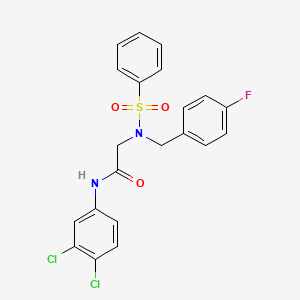 molecular formula C21H17Cl2FN2O3S B3641071 N~1~-(3,4-dichlorophenyl)-N~2~-(4-fluorobenzyl)-N~2~-(phenylsulfonyl)glycinamide 