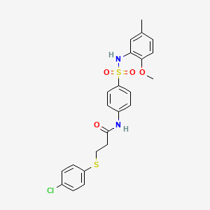 molecular formula C23H23ClN2O4S2 B3641072 3-(4-chlorophenyl)sulfanyl-N-[4-[(2-methoxy-5-methylphenyl)sulfamoyl]phenyl]propanamide 