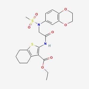 molecular formula C22H26N2O7S2 B3641106 ethyl 2-{[N-(2,3-dihydro-1,4-benzodioxin-6-yl)-N-(methylsulfonyl)glycyl]amino}-4,5,6,7-tetrahydro-1-benzothiophene-3-carboxylate 