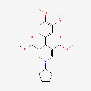 molecular formula C21H25NO6 B3641113 dimethyl 1-cyclopentyl-4-(3-hydroxy-4-methoxyphenyl)-1,4-dihydro-3,5-pyridinedicarboxylate 