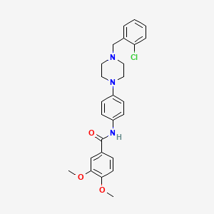 molecular formula C26H28ClN3O3 B3641248 N-{4-[4-(2-chlorobenzyl)piperazin-1-yl]phenyl}-3,4-dimethoxybenzamide 