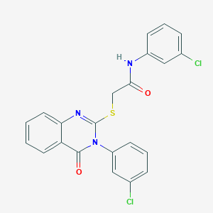 molecular formula C22H15Cl2N3O2S B3641396 N-(3-chlorophenyl)-2-{[3-(3-chlorophenyl)-4-oxo-3,4-dihydro-2-quinazolinyl]thio}acetamide 