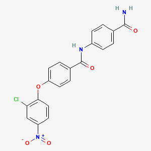 molecular formula C20H14ClN3O5 B3641471 N-[4-(aminocarbonyl)phenyl]-4-(2-chloro-4-nitrophenoxy)benzamide 