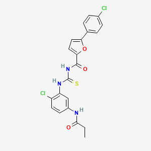 molecular formula C21H17Cl2N3O3S B3641588 5-(4-chlorophenyl)-N-({[2-chloro-5-(propionylamino)phenyl]amino}carbonothioyl)-2-furamide 