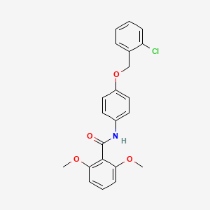 molecular formula C22H20ClNO4 B3641669 N-{4-[(2-chlorobenzyl)oxy]phenyl}-2,6-dimethoxybenzamide 