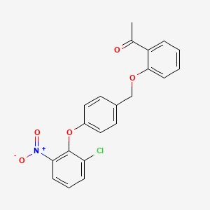 molecular formula C21H16ClNO5 B3641731 1-(2-{[4-(2-chloro-6-nitrophenoxy)benzyl]oxy}phenyl)ethanone 