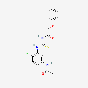 molecular formula C18H18ClN3O3S B3641824 N-[4-chloro-3-({[(phenoxyacetyl)amino]carbonothioyl}amino)phenyl]propanamide 