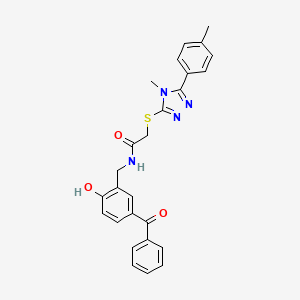 molecular formula C26H24N4O3S B3641855 N-(5-benzoyl-2-hydroxybenzyl)-2-{[4-methyl-5-(4-methylphenyl)-4H-1,2,4-triazol-3-yl]thio}acetamide 