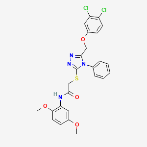 molecular formula C25H22Cl2N4O4S B3641861 2-({5-[(3,4-dichlorophenoxy)methyl]-4-phenyl-4H-1,2,4-triazol-3-yl}thio)-N-(2,5-dimethoxyphenyl)acetamide 