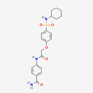 molecular formula C21H25N3O5S B3641967 4-[({4-[(cyclohexylamino)sulfonyl]phenoxy}acetyl)amino]benzamide 