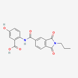 molecular formula C19H16N2O6 B3641984 2-{[(1,3-dioxo-2-propyl-2,3-dihydro-1H-isoindol-5-yl)carbonyl]amino}-5-hydroxybenzoic acid 