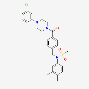 molecular formula C27H30ClN3O3S B3642066 N-(4-{[4-(3-chlorophenyl)-1-piperazinyl]carbonyl}benzyl)-N-(3,4-dimethylphenyl)methanesulfonamide 