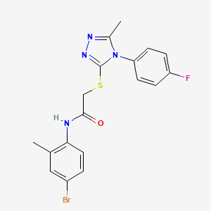 molecular formula C18H16BrFN4OS B3642103 N-(4-bromo-2-methylphenyl)-2-[[4-(4-fluorophenyl)-5-methyl-1,2,4-triazol-3-yl]sulfanyl]acetamide 