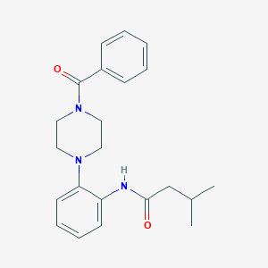 molecular formula C22H27N3O2 B364214 N-[2-(4-benzoyl-1-piperazinyl)phenyl]-3-methylbutanamide CAS No. 701223-81-6