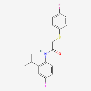 molecular formula C17H17FINOS B3642174 2-[(4-fluorophenyl)thio]-N-(4-iodo-2-isopropylphenyl)acetamide 