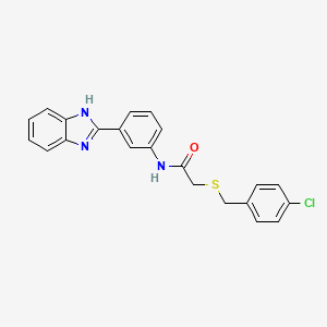 molecular formula C22H18ClN3OS B3642271 N-[3-(1H-benzimidazol-2-yl)phenyl]-2-[(4-chlorobenzyl)thio]acetamide 