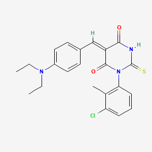 molecular formula C22H22ClN3O2S B3642317 (5Z)-1-(3-chloro-2-methylphenyl)-5-[4-(diethylamino)benzylidene]-2-thioxodihydropyrimidine-4,6(1H,5H)-dione 