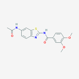 molecular formula C18H17N3O4S B364232 N-[6-(acetylamino)-1,3-benzothiazol-2-yl]-3,4-dimethoxybenzamide CAS No. 313403-97-3