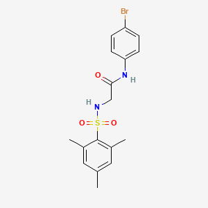 molecular formula C17H19BrN2O3S B3642376 N-(4-bromophenyl)-2-[(2,4,6-trimethylphenyl)sulfonylamino]acetamide 