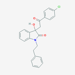 molecular formula C24H20ClNO3 B364248 3-[2-(4-chlorophenyl)-2-oxoethyl]-3-hydroxy-1-(2-phenylethyl)-1,3-dihydro-2H-indol-2-one CAS No. 369394-22-9