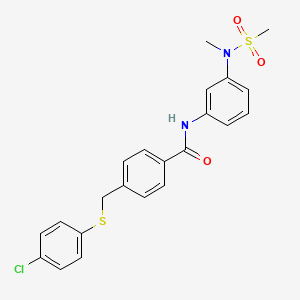 molecular formula C22H21ClN2O3S2 B3642490 4-{[(4-chlorophenyl)thio]methyl}-N-{3-[methyl(methylsulfonyl)amino]phenyl}benzamide 