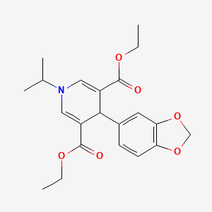 molecular formula C21H25NO6 B3642515 3,5-DIETHYL 4-(2H-1,3-BENZODIOXOL-5-YL)-1-(PROPAN-2-YL)-1,4-DIHYDROPYRIDINE-3,5-DICARBOXYLATE 