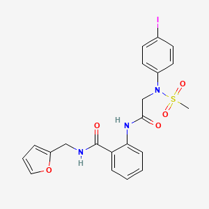 molecular formula C21H20IN3O5S B3642540 N-(2-furylmethyl)-2-{[N-(4-iodophenyl)-N-(methylsulfonyl)glycyl]amino}benzamide 