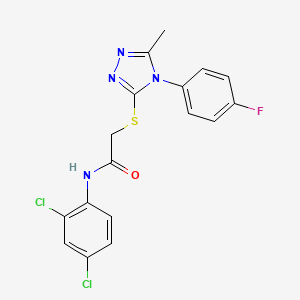 molecular formula C17H13Cl2FN4OS B3642560 N-(2,4-dichlorophenyl)-2-[[4-(4-fluorophenyl)-5-methyl-1,2,4-triazol-3-yl]sulfanyl]acetamide 