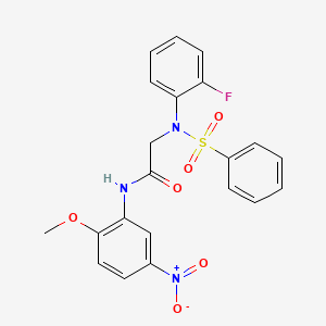 molecular formula C21H18FN3O6S B3642576 N~2~-(2-fluorophenyl)-N~1~-(2-methoxy-5-nitrophenyl)-N~2~-(phenylsulfonyl)glycinamide 