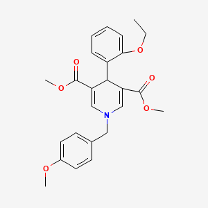 molecular formula C25H27NO6 B3642583 3,5-DIMETHYL 4-(2-ETHOXYPHENYL)-1-[(4-METHOXYPHENYL)METHYL]-1,4-DIHYDROPYRIDINE-3,5-DICARBOXYLATE 