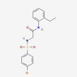 molecular formula C16H17BrN2O3S B3642636 2-[(4-bromophenyl)sulfonylamino]-N-(2-ethylphenyl)acetamide 