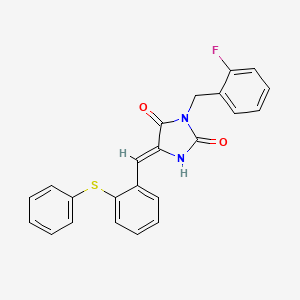 molecular formula C23H17FN2O2S B3642661 (5Z)-3-(2-fluorobenzyl)-5-[2-(phenylsulfanyl)benzylidene]imidazolidine-2,4-dione 