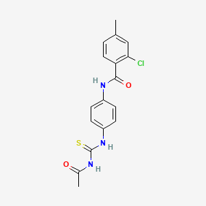 molecular formula C17H16ClN3O2S B3642696 N-(4-{[(acetylamino)carbonothioyl]amino}phenyl)-2-chloro-4-methylbenzamide 