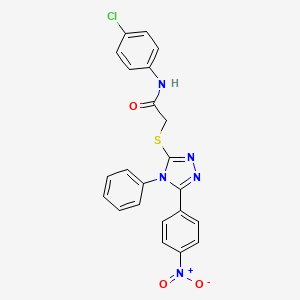 molecular formula C22H16ClN5O3S B3642756 N-(4-chlorophenyl)-2-{[5-(4-nitrophenyl)-4-phenyl-4H-1,2,4-triazol-3-yl]thio}acetamide 