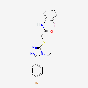 2-{[5-(4-bromophenyl)-4-ethyl-4H-1,2,4-triazol-3-yl]sulfanyl}-N-(2-fluorophenyl)acetamide