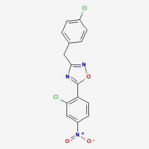 molecular formula C15H9Cl2N3O3 B3642844 5-(2-Chloro-4-nitrophenyl)-3-[(4-chlorophenyl)methyl]-1,2,4-oxadiazole 