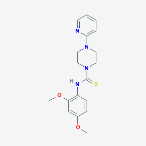 molecular formula C18H22N4O2S B3642852 N-(2,4-DIMETHOXYPHENYL)-4-(2-PYRIDYL)TETRAHYDRO-1(2H)-PYRAZINECARBOTHIOAMIDE 