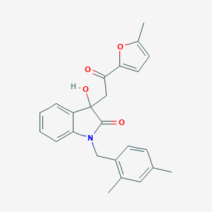molecular formula C24H23NO4 B364291 1-(2,4-dimethylbenzyl)-3-hydroxy-3-[2-(5-methyl-2-furyl)-2-oxoethyl]-1,3-dihydro-2H-indol-2-one CAS No. 896649-20-0