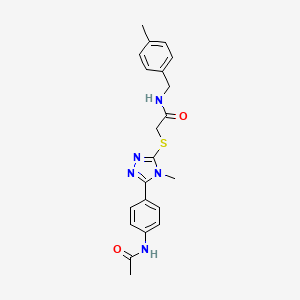 molecular formula C21H23N5O2S B3643021 2-({5-[4-(acetylamino)phenyl]-4-methyl-4H-1,2,4-triazol-3-yl}sulfanyl)-N-(4-methylbenzyl)acetamide 