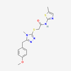 2-{[5-(4-methoxybenzyl)-4-methyl-4H-1,2,4-triazol-3-yl]sulfanyl}-N-(5-methyl-1,3-thiazol-2-yl)acetamide