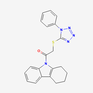 molecular formula C21H19N5OS B3643052 2-[(1-phenyl-1H-tetrazol-5-yl)sulfanyl]-1-(1,2,3,4-tetrahydro-9H-carbazol-9-yl)ethanone 