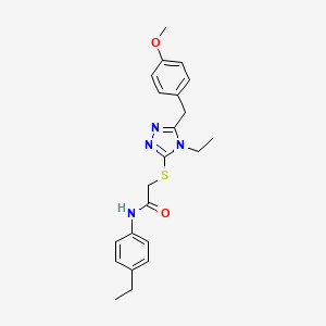 molecular formula C22H26N4O2S B3643073 2-{[4-ethyl-5-(4-methoxybenzyl)-4H-1,2,4-triazol-3-yl]thio}-N-(4-ethylphenyl)acetamide 