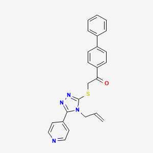 molecular formula C24H20N4OS B3643096 1-{[1,1'-BIPHENYL]-4-YL}-2-{[4-(PROP-2-EN-1-YL)-5-(PYRIDIN-4-YL)-4H-1,2,4-TRIAZOL-3-YL]SULFANYL}ETHAN-1-ONE 