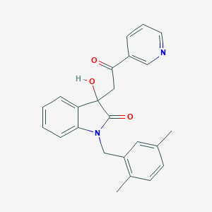 molecular formula C24H22N2O3 B364312 1-(2,5-dimethylbenzyl)-3-hydroxy-3-[2-oxo-2-(3-pyridinyl)ethyl]-1,3-dihydro-2H-indol-2-one CAS No. 838880-86-7
